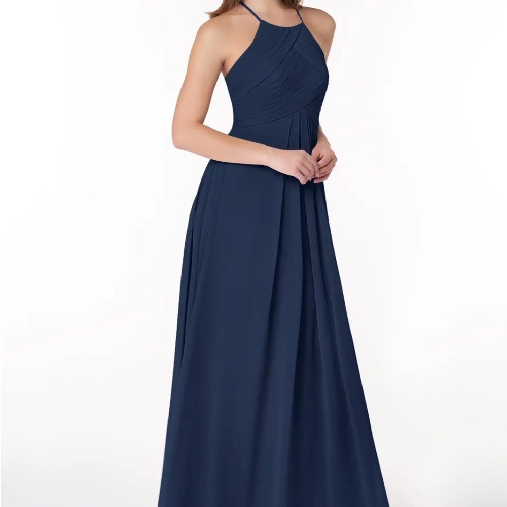 Azazie Ginger Dark Navy Bridesmaids Dress EUC size A2